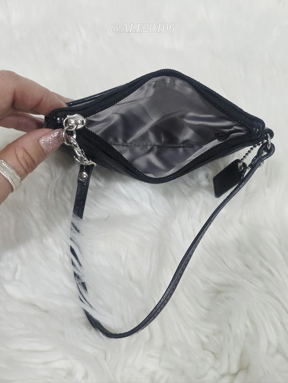 Coach Black Signature Wristlet Canvas Leather Small Pouch Classic